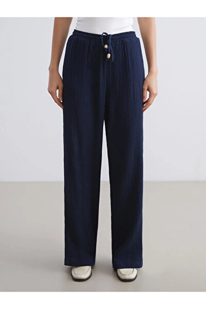 LC Waikiki Elastic Waist Textured Muslin Women's Trousers