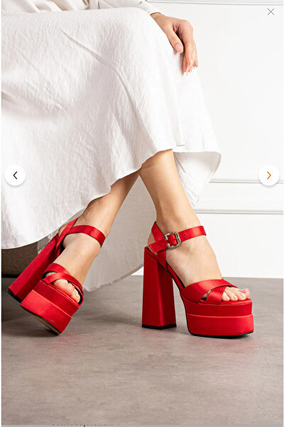 E&L Company 15.5cm NET Kırmızı Saten, Kına Ayakkabısı. Bu ürün Koşma Garantilidir.