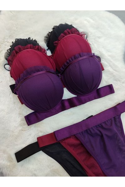 Love Angels Oyster Model Full-Filled Supported Bra Panty Set 3-Piece Set - Women's Underwear