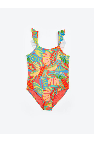 LC Waikiki Square Neck Floral Girl's Swimsuit