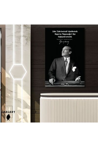 GAAGART Tekli Dikey Kanvas Makam Panosu Atatürk Sözleri Zafer Sözü