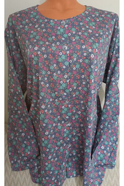 Anne Er Clothing Paper Print Combed Cotton Blouse Long Sleeve Front Buttoned Patterned