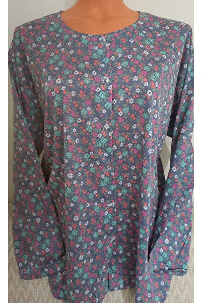 Anne Er Clothing Paper Print Combed Cotton Blouse Long Sleeve Front Buttoned Patterned