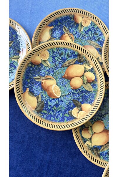 Yiğit Seramik Züccaciye Kösem Sultan 6 Pieces Dessert Plates (Lemon)