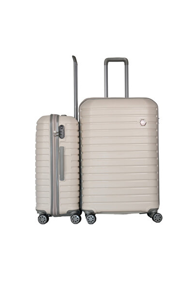 GROUND Vanille Gar 2'li Valiz Seti Büyük-Orta - Kemik Gri - 10663