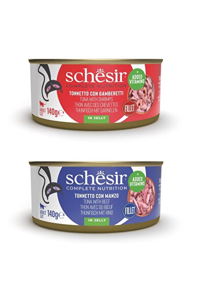 Schesir 2 Çeşit Karma Tam ve Dengeli Kedi Konserve Jöleli 140 Gr. X 2 Adet