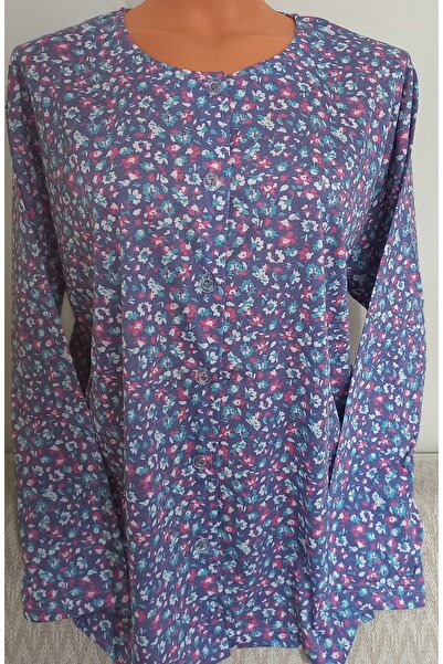 Anne Er Clothing Paper Print Combed Cotton Blouse Long Sleeve Front Buttoned Patterned