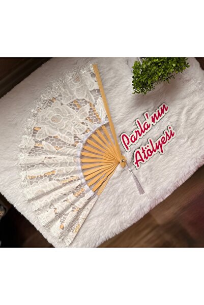 SOFT White Lace Bridal Fan Large Fan White Lace Fan