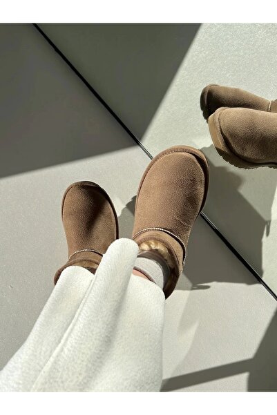 Sivarro Ultra Mini Classic Süet Tüylü Kadın Bot - Vizon