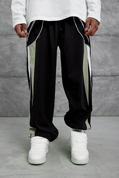 NOMARC Black Parachute Fabric Baggy Tracksuit with Detailing