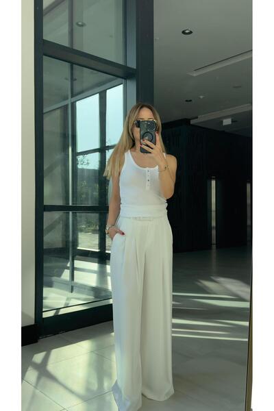 FEMİAS Ekru Pervazli Double Pile Pants