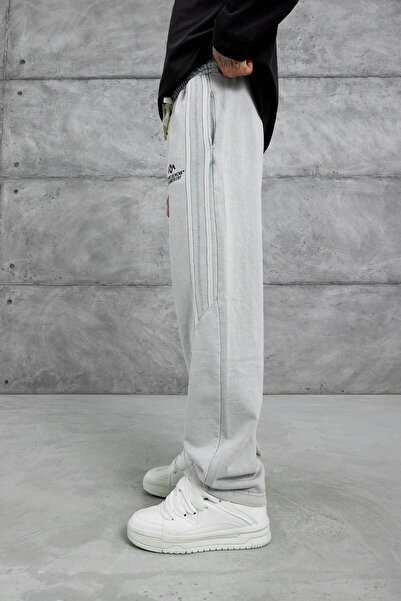 NOMARC Ανδρικό γκρι παντελόνι Future is Now με ριγέ σχέδιο, φαρδύ και χαλαρό