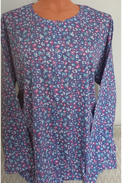 Anne Er Clothing Paper Print Combed Cotton Blouse Long Sleeve Front Buttoned Patterned
