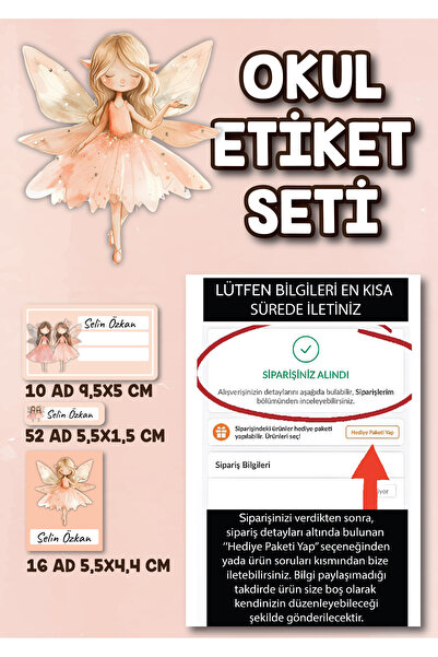 ca kay bu Neşeli Orman Perileri İsimli Okul Etiketi – Suya Dayanıklı ve Kuvve...