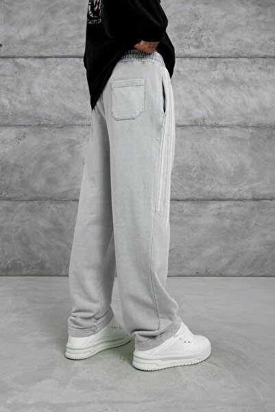 NOMARC Ανδρικό γκρι παντελόνι Future is Now με ριγέ σχέδιο, φαρδύ και χαλαρό