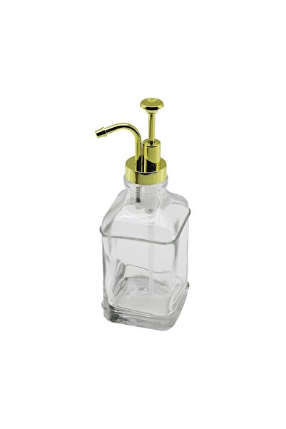Go İthalat Square Glass Bottle - Transparent Liquid Soap Dispenser 500ml Pump - with Separate Tap Model Head (5273)