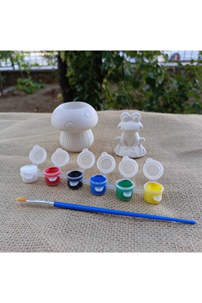 by burcu doğan MANTAR VE KURBAĞA BOYAMA SETİ // 2 ADET OBJE + 1 ADET 6 RENK AKRİLİK BOYA+1 ADET FIRÇA