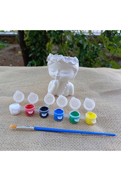 by burcu doğan KIZ OBJE BOYAMA SETİ // 1 ADET OBJE + 1 ADET 6 RENK AKRİLİK BOYA+1 ADET FIRÇA