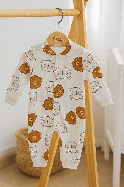 Süpermini Ayıcık Desenli %100 Pamuk Unisex Bebek Tulum – Yumuşak Kumaş, Rahat...