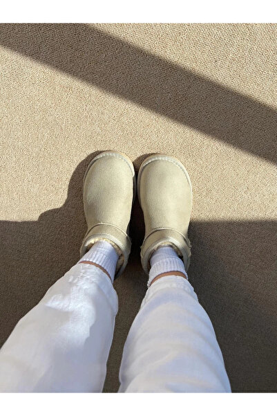 Sivarro Ultra Mini Classic Süet Tüylü Kadın Bot - Krem