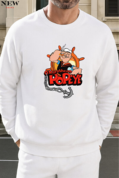 New Shine سويت شيرت بطبعة بوباي برقبة دائرية