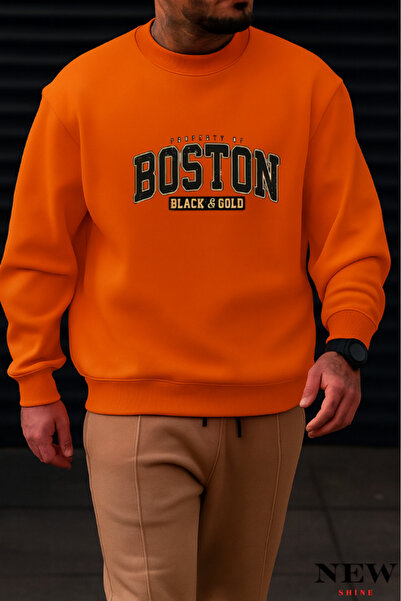 New Shine Boston Printed Crew Neck Sweatshirt