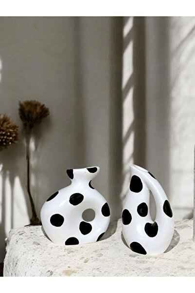 Porselian Σετ βάζων με μοτίβο Δαλματίας από σκυρόδεμα δέλτας και αμύγδαλους 2 τεμαχίων - Μοντέρνα διακόσμηση σπιτιού