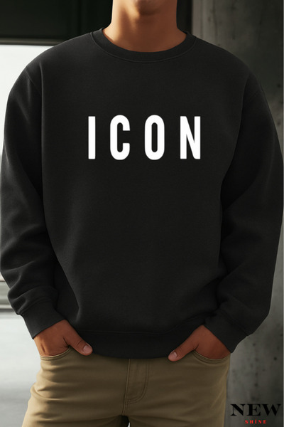 New Shine سويت شيرت برقبة دائرية مطبوع عليه أيقونة