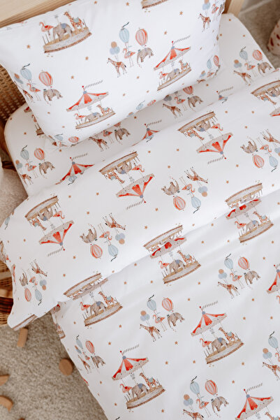 Lollie Baby&Kids Baby Crib, Park Bed (70X110 cm) Duvet Cover & Sheet Set, Cotton Satin - Carousel