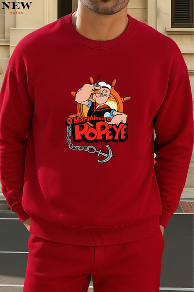 New Shine سويت شيرت بطبعة بوباي برقبة دائرية