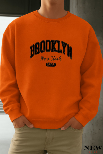 New Shine Hanorac cu gât rotund cu imprimeu Brooklyn New York