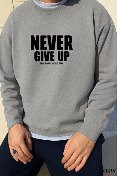 New Shine Never Give up Printed Crew Neck Sweatshirt