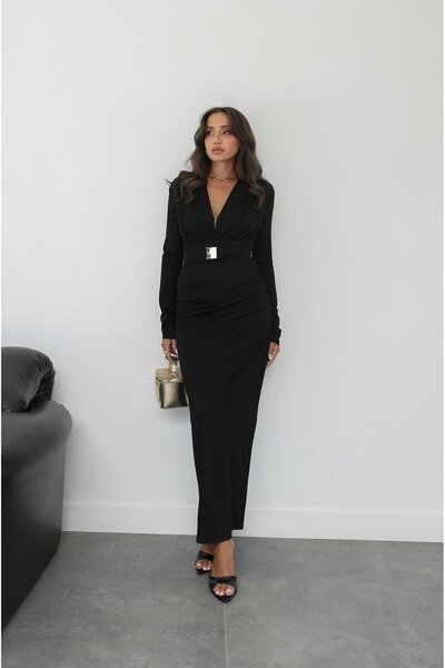 Havoş Černé šaty se zlatým páskem