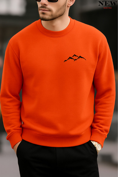 New Shine Mountain Printed Crew Neck Sweatshirt