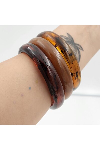 İnci Mercan Bujiteri Akrilik Reçine Resin Kemik Bileklik - 3 Lü (İnce) - Ekru...