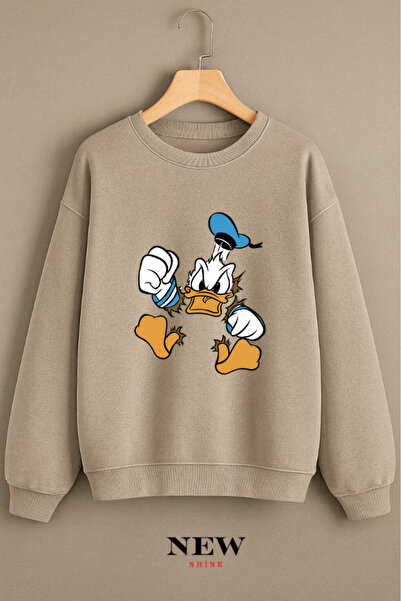 New Shine Duck Print Crew Neck Sweatshirt