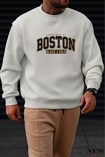 New Shine سويت شيرت بياقة دائرية مطبوعة من بوسطن