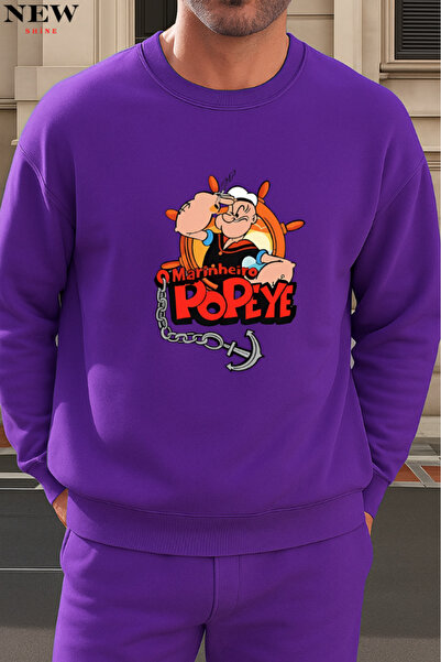 New Shine سويت شيرت بطبعة بوباي برقبة دائرية