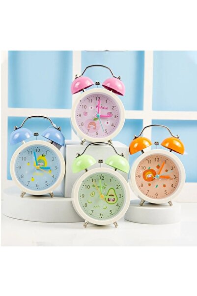 hediyesahibi Renkli Çift Zilli Çalar Saat – Sevimli Tasarımlı Metal Alarm Saa...