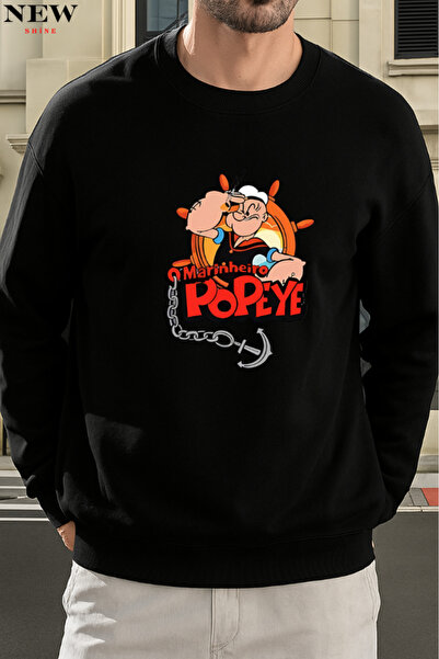 New Shine سويت شيرت بطبعة بوباي برقبة دائرية