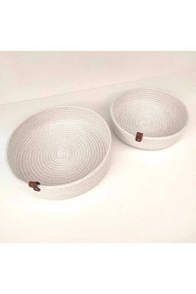 SHLM TEKSTİL Wicker Jute Woven Double Basket Set Perfume Organizer 25X5 22X4