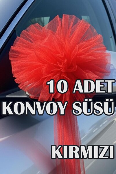 Dantelux 10 Adet Ponpon Konvoy Süsü - Araba Süsü - Kırmızı