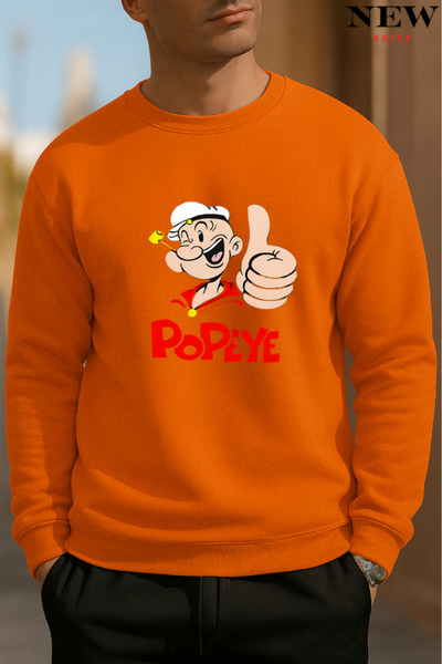 New Shine Popeye Printed Crew Neck Sweatshirt