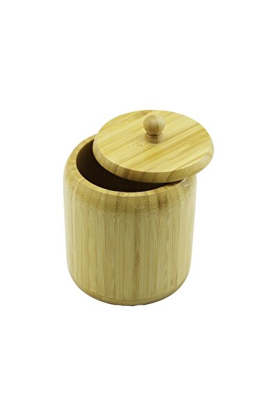 Go İthalat No-12 Wooden - Bamboo Sugar Bowl with Lid Diameter: 11.3cm Depth: 11cm (5273)