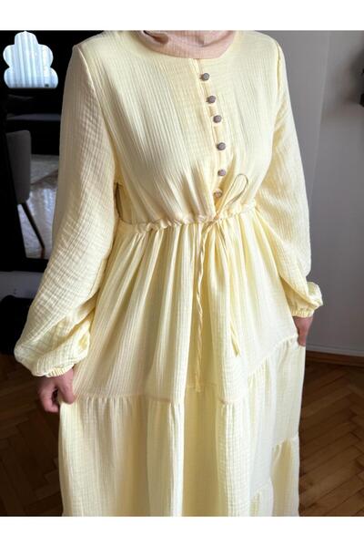 Navra فستان من الموسلين بطبقات 5100 أصفر |   فيندل