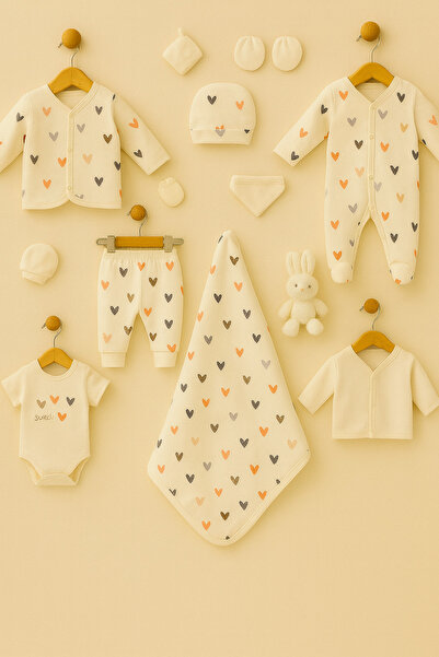 KapsülBebek %100 Organik pamuk 10’lu yenidoğan hastane çıkışı zıbın takımı – ...