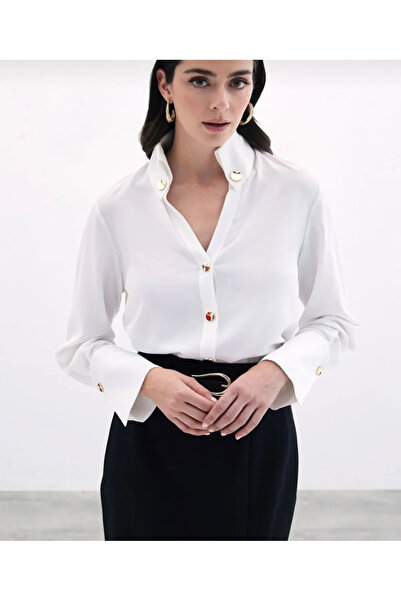 Sateen Button-detailed shirt