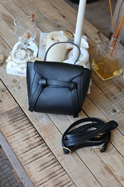 Moom Bag Women's Black Stripe Detailed Daily Hand Shoulder Bag