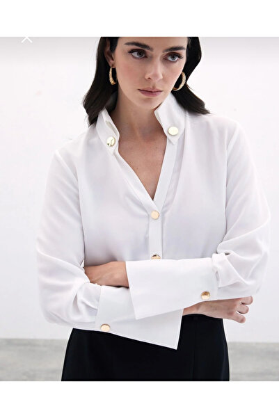 Sateen Button-detailed shirt