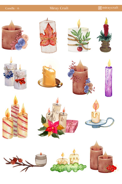 MirayDesign 1 list naljepnica sa temom sveća 12*17 cm / album za izreke, bull...